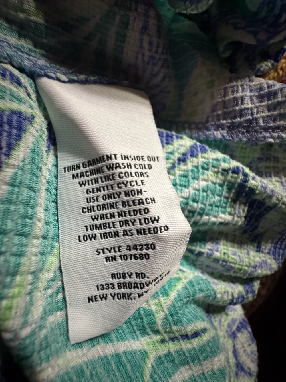 Ruby Rd Bali Patchwork Knit Cardigan Top Blue Green Sea Colors Size 3X NWT - Picture 10 of 10